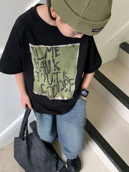 2026 Summer New Boys' Short Sleeved T-Shirt Cotton Baby Boy Summer Casual Tops Stylish Design