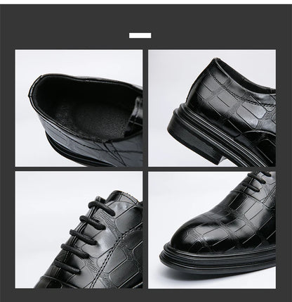 Men's Pointed Oxford Dress Shoes Leather Casual Office Wedding Shoes Gentleman Luxury High Quality 2026 Fashion