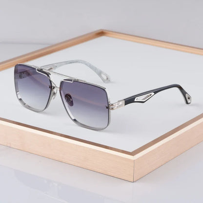 Luxury Me's Sunglasses Large Square Women Alloy Acetate Double Bridges Handmade in Germany High Quality Gafas UV400 THE KING  II