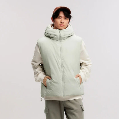 Down Vest Men Three-Resistant Loose Hooded Outerwear 2024 New Winter Stacking Solid Color Versatile Sleeveless Top