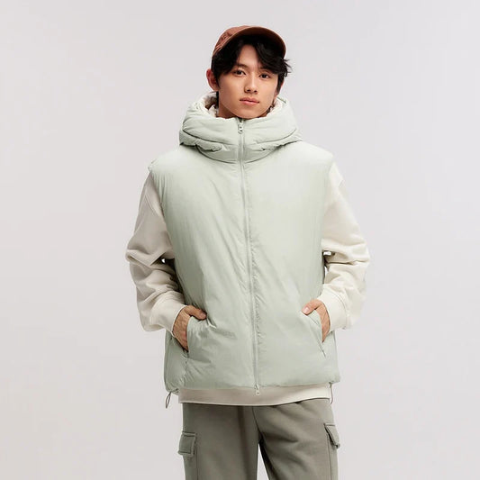 Down Vest Men Three-Resistant Loose Hooded Outerwear 2024 New Winter Stacking Solid Color Versatile Sleeveless Top