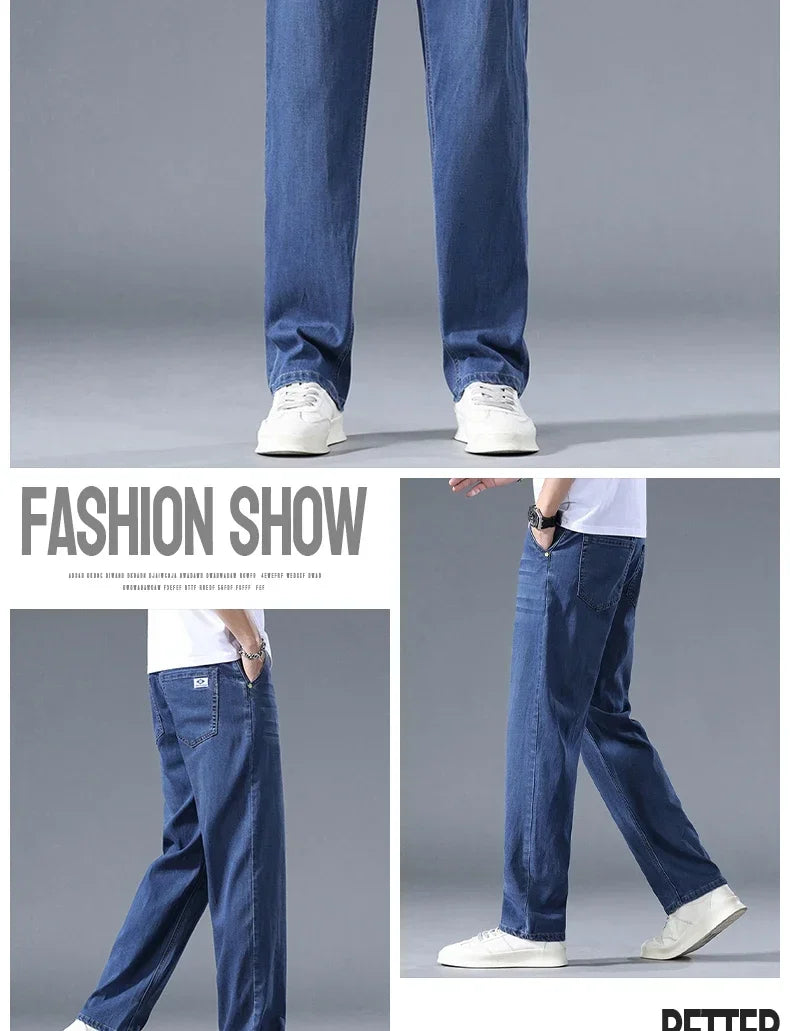 Business Jeans Men's Spring Thin Casual Straight Fashion Loose Brand Pants Comfortable Male Denim Trousers