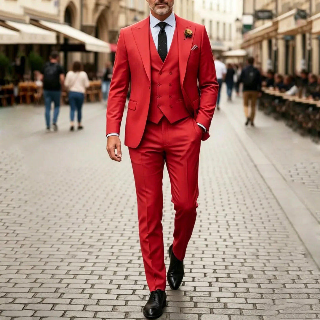 Men Suit Gray 3 Pieces Solid With Lapel For Wedding Groom Party Prom Birthday Banquet Business Work Set Jacket Vest With Pants