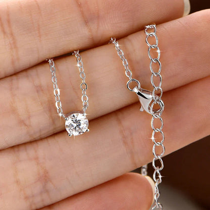 Certified 4mm/5mm Moissanite Pendant Necklace For Women Exquisite 14K Gold Filled Solitaire Drop Necklaces Jewelry Gift