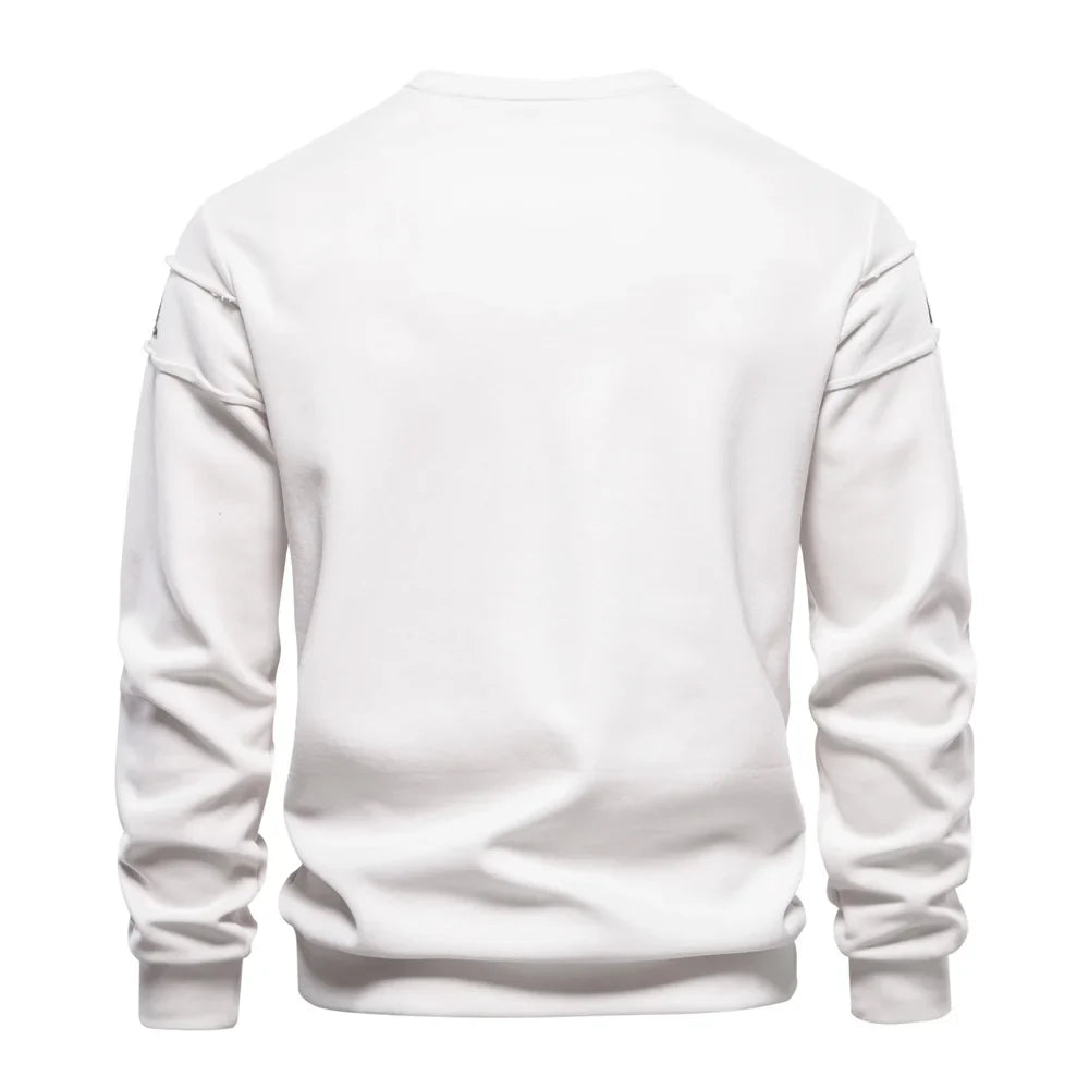 High Quality Smooth Patchwork Printed Sweatshirts for Men Fashion Youth O-neck Sportwear Tops Mens Sweatshirt
