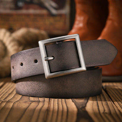 A Casual and Retro Belt, a Waist Accessory for Western-Style Clothing, Metal Buckle, PU Belt, Suitable for Both Men and Women