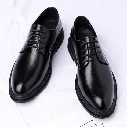 Men's Formal Leather Shoes Lace Up Breathable Non-slip Rubber Sole Lightweight Comfortable Dress Shoes Office & Special Occasion