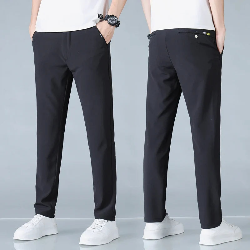 2025 Spring Summer Ultra-thin Men's Casual Pants Slim Straight Leg Elastic Waist Sports Jogging Trousers Fashion Men Golf Pants