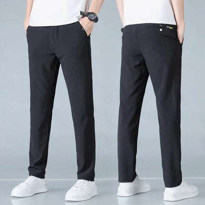 2025 Spring Summer Ultra-thin Men's Casual Pants Slim Straight Leg Elastic Waist Sports Jogging Trousers Fashion Men Golf Pants