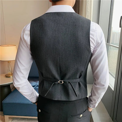 Plus Size 7XL 6XL 5XL Men's Fashion Striped Suit Vest British Style Business Work Slim Fit Wedding Social Sleeveless Vest
