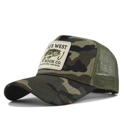 High Quality Fishing Embroidery Baseball Cap for Men Women Outdoor Fishing Snapback Mesh Hat Breathable Sunshade Dad Trucker Hat