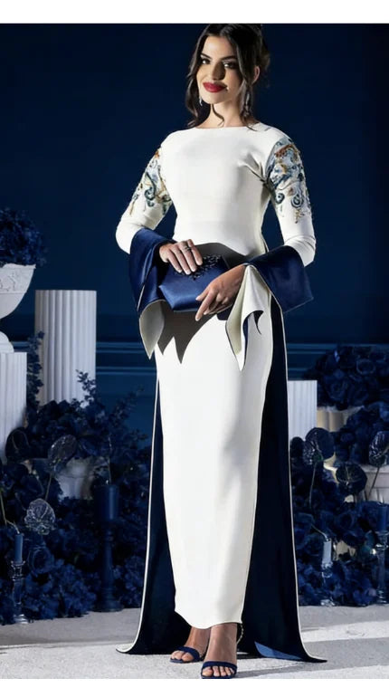 Arya Ivory and Green Evening Dress Saudi Arabia Long Sleeve Ankle Length Occasion Customized Women فساتين سهره نسائيه فخمة