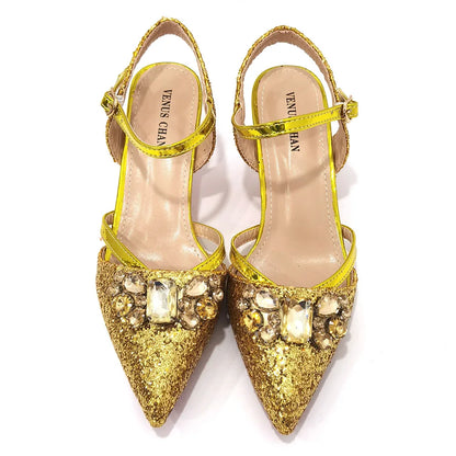 2022 Nigerian Fashionable Silver Color Peep Toe Shoes Matching Bag Set For Royal Ladies Wedding Party Sandal