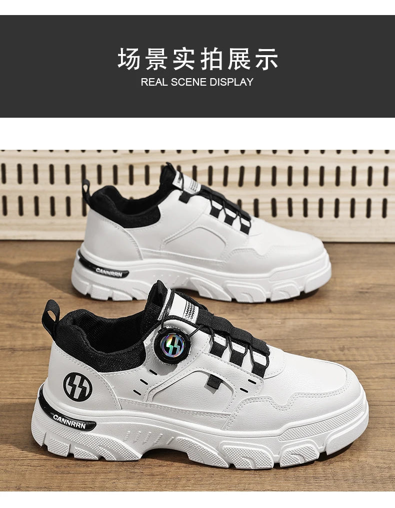 Men's boots autumn and winter new rotating shoelaces fashion casual boots youth outdoor boots anti slip soft sole workwear boots