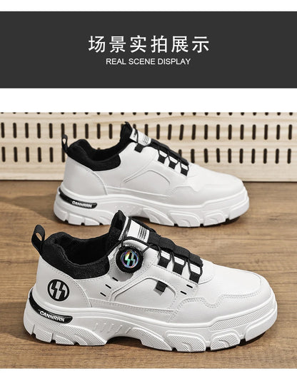 Men's boots autumn and winter new rotating shoelaces fashion casual boots youth outdoor boots anti slip soft sole workwear boots