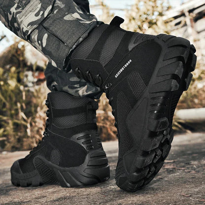 Outdoor High Top Mens Waterproof Fashion Platform Sneakers Ankle Botas Casual Shoes Combat Boots Male Black Large Size 47