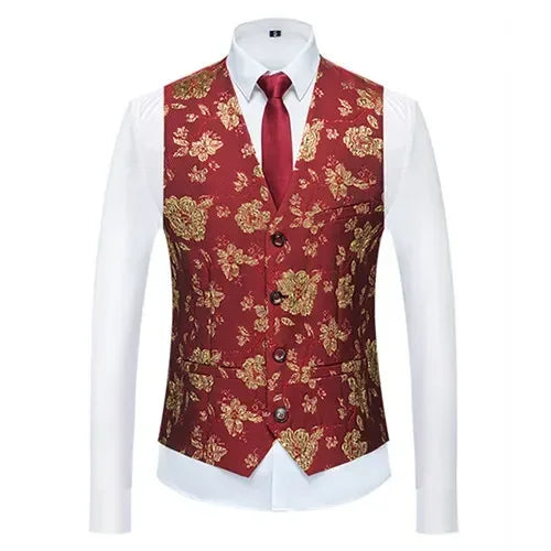 26 Colors Men's Suit Vest Single-breasted V-neck Vests Jacket Men Wedding Party Waistcoat Red Blue Green White Pink