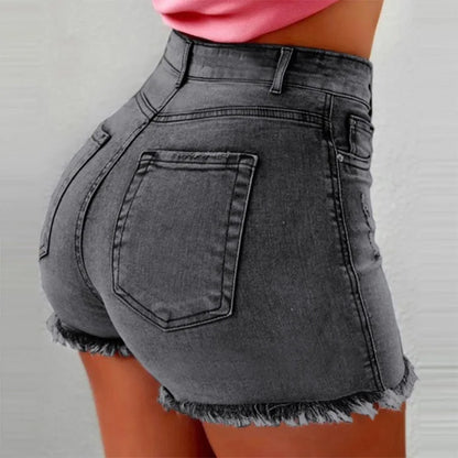 High Waisted Ripped Denim Shorts Women Tassel Fringe Casual Summer Hot Pants