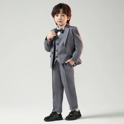 Plus Size Kids Tuxedo 4 Pieces,Formal Handsome Boys Suits Party Wear,Notched Lapel Children's Fashionable Suit Set