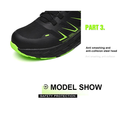 Men Safety Work Shoes Plastic Toe Safety Boots Fashion Lightweight Comfort Working Sneakers Anti-puncture Indestructible Shoes