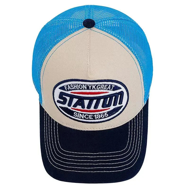High Quality Unisex Baseball Cap for Classic STATION Letter Pattern Mesh Cap Men Women Breathable Streetwear Summer Trucker Hat