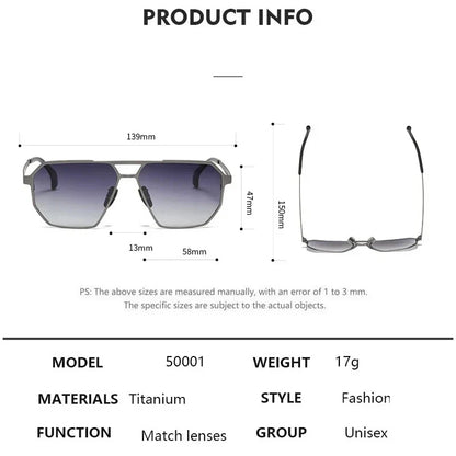 2026 New Fashion Pure Titanium Frame Polarized Sunglasses Men Luxury Glasse Frame  Retro Square