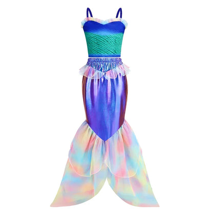 Mermaid Dress for Girl Charm Princess Cosplay Sequin Bling Costume for Kids Girl Fish Beauty Birthday Party Halloween Clothing