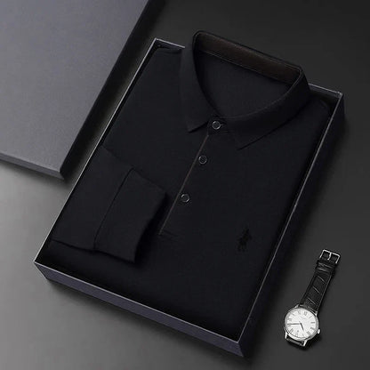 Spring and Autumn Pure Cotton Men's Long Sleeve Collar T-shirt Business Casual Fashion Comfortable Versatile Polo Shirt