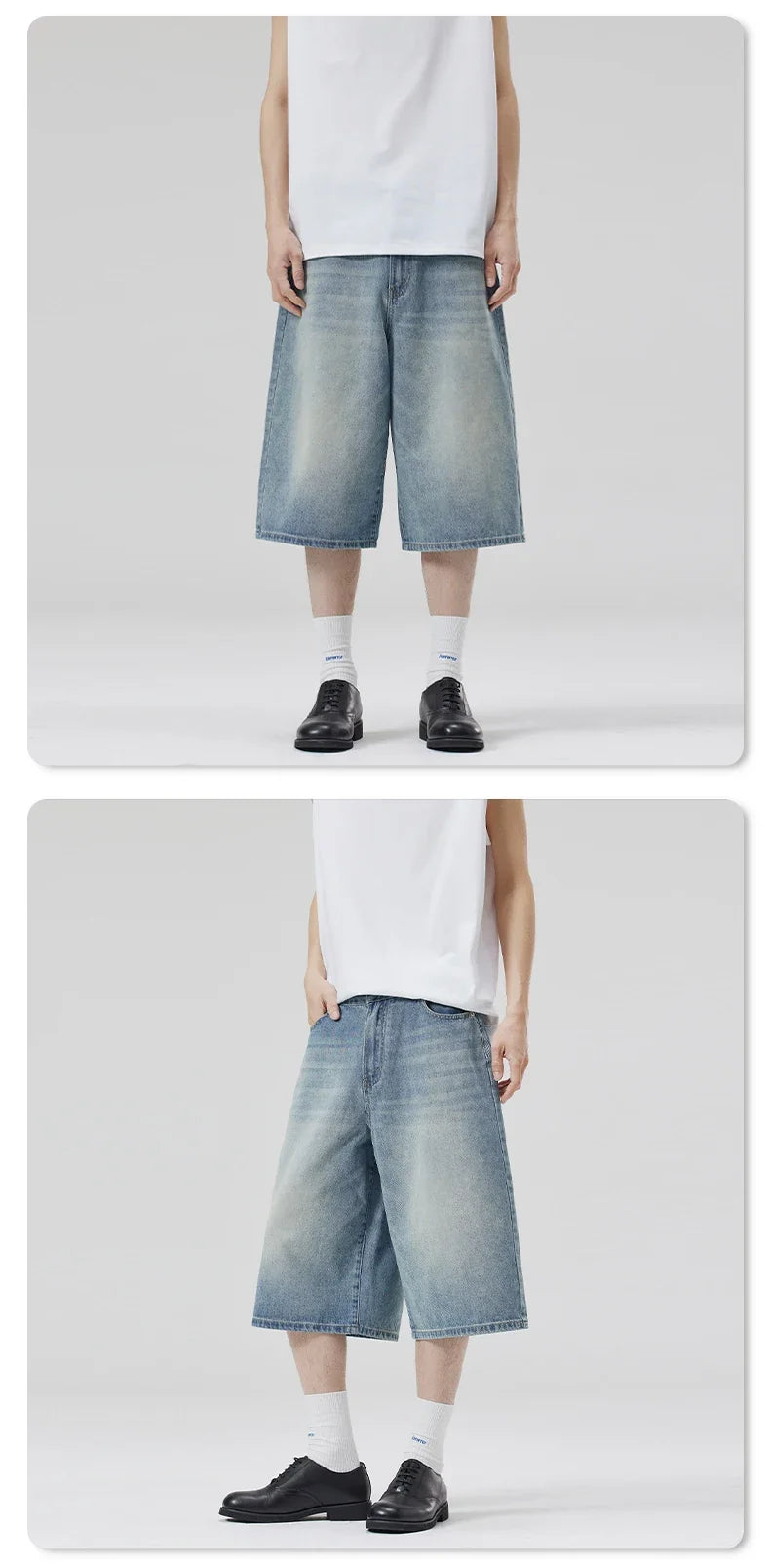 Summer New Fashion Denim Shorts Loose Straight Casual Vintage American Personality Jeans Streetwear Male Short Pants
