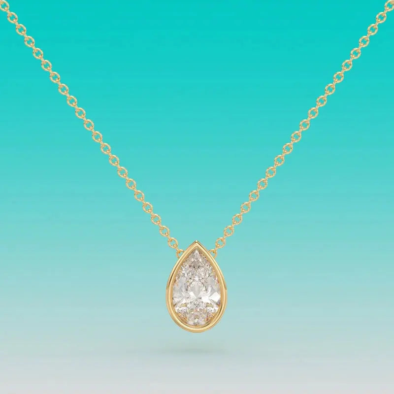 1-4ct Pear Cut Moissanite Necklaces for Women s925 Sterling Silver Chain Bezel Set Solitaire Gemstone Pendant Necklace