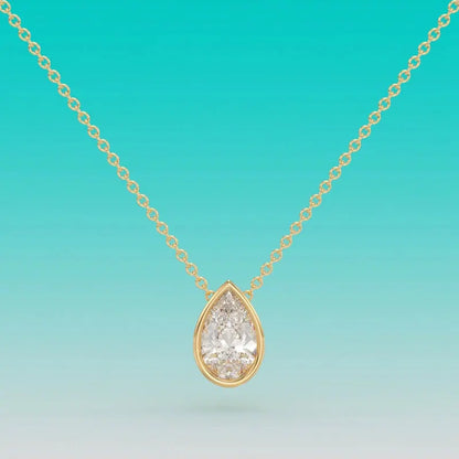 1-4ct Pear Cut Moissanite Necklaces for Women s925 Sterling Silver Chain Bezel Set Solitaire Gemstone Pendant Necklace
