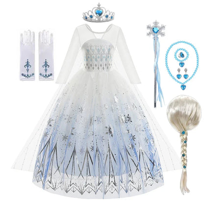 Frozen Snow Queen Elsa Anna Dresses for Girls Costumes Kids Cosplay Princess Children Gowns Clothes Party Dresses Outfits