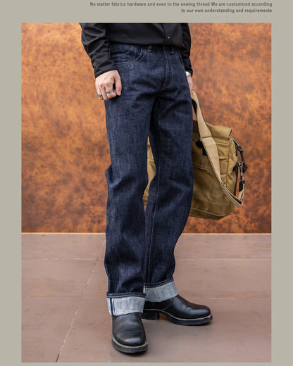 Red Tornado NOIR 18oz Indigo Selvedge Denim Jeans One-wash with Cinch-Back and Arcuate Stitching