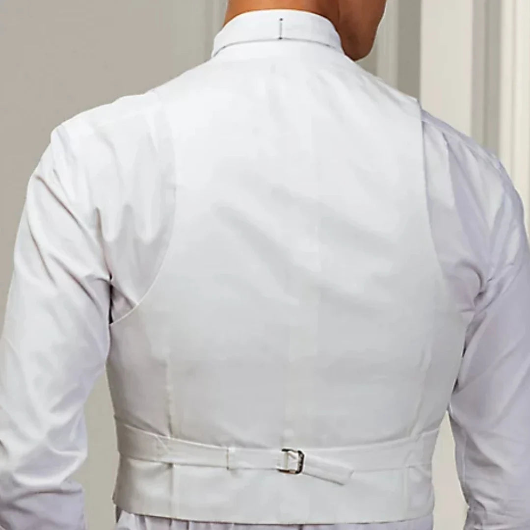 Men Vest White With Lapel Single Button Solid Waistcoat For Wedding Party Banquet Business Work Daily Casual Men Suit Vest