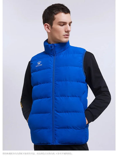 Men Winter Down Vest Sport Training Lightweight Waterproof Outwear Short Stand Collar Casual Coat Windproof Warm Jacket