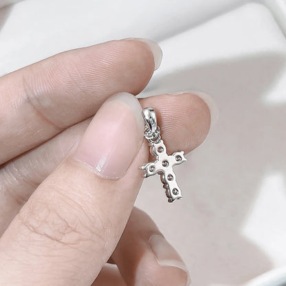 100% Real 0.6ct Moissanite Jesus Cross Pendant Necklace for Women Party S925 Sterling Silver Diamond Chain Necklaces Gift