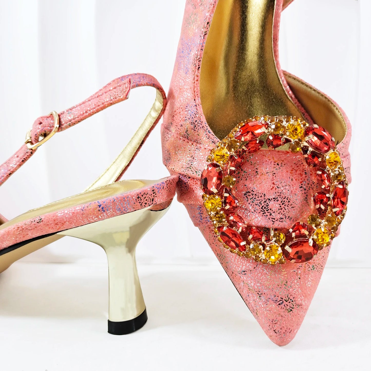 European and American high-end women's shoes with garland diamond clutches, pointed shoes Nigerian wedding shoes and bag