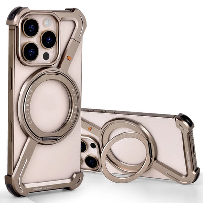Z Shape Metal Phone Case for iPhone15 /16 Pro Max Phone Protective Cover Shockproof Bumper w/360° Rotation Holder