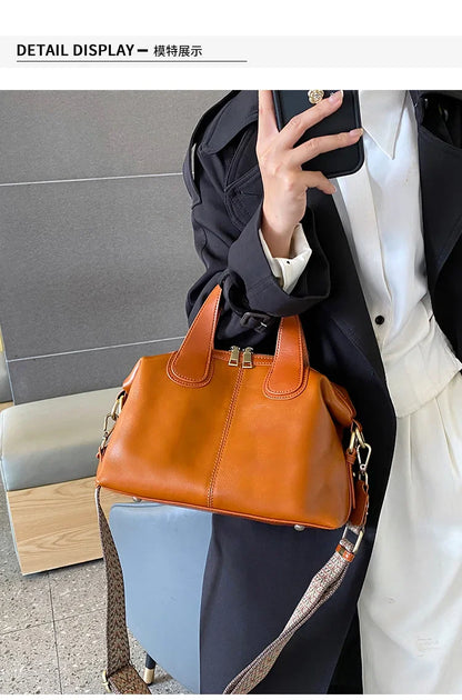 MS Genuine Leather Woman Bags Luxury Retro Shoulder Handbag Vintage Lady Messenger Casual Tote Crossbody Purses Black 2023 New