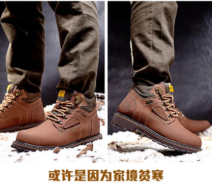 Natural Cow Leather Men’s Women Boots Handmade Retro Winter Autumn Shoes Ankle Snow Boots for Men Top Quality Shoes Dropshipping