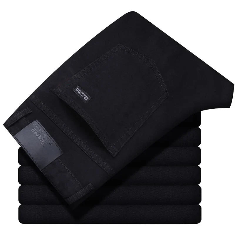 Men's classic high-end fashion versatile jeans, soft and slightly elastic black business denim pants, stylish upper body