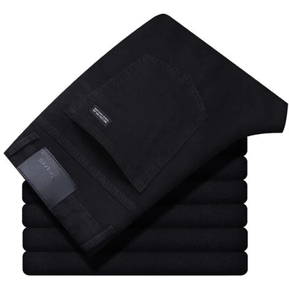 Men's classic high-end fashion versatile jeans, soft and slightly elastic black business denim pants, stylish upper body