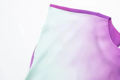 Women's Fashion Print Short Sleeve Dress Vintage Tie Dye O-Neck Midi Dresses Spring