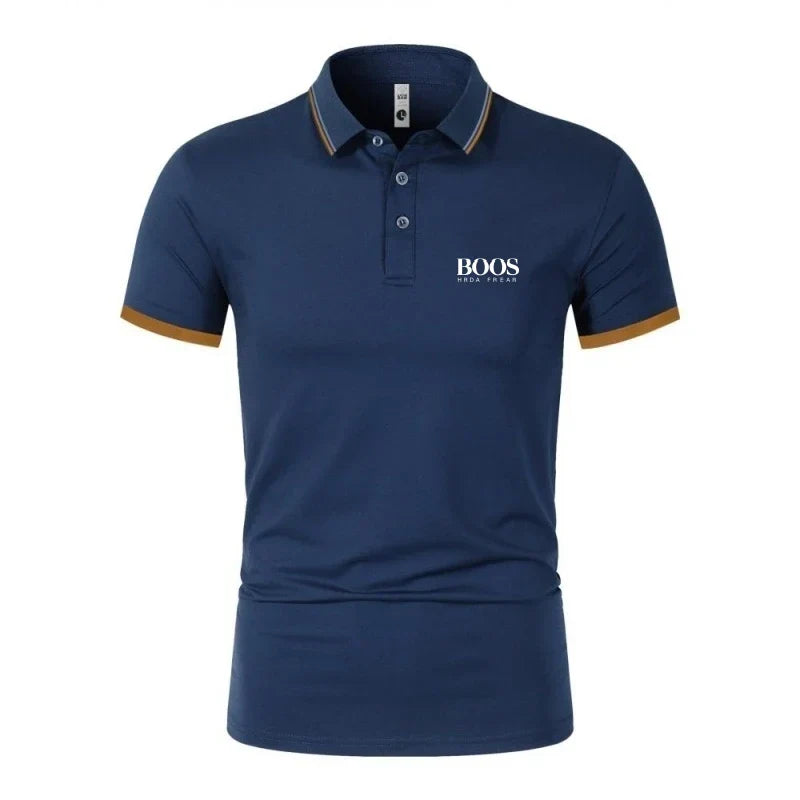 New men's high-quality short sleeved polo shirt, summer fashion, casual, comfortable, cool, breathable T-shirt top
