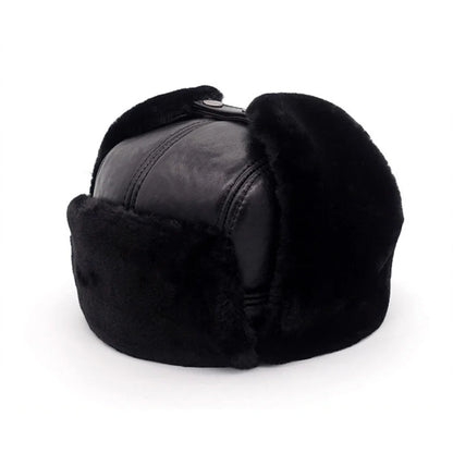 2026 Hot Men 100% Natural Real Sheepskin Leather Bomber Hats Male Casual Winter Warm Sheepskin Leather Cap Hot Russia Adult Caps