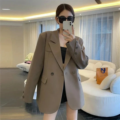 Women's Blazer Jacket 2025 Spring Autumn High End Fashion Temperament Ladies Suit Coat Elegant Loose Versatile Lady Outerwear