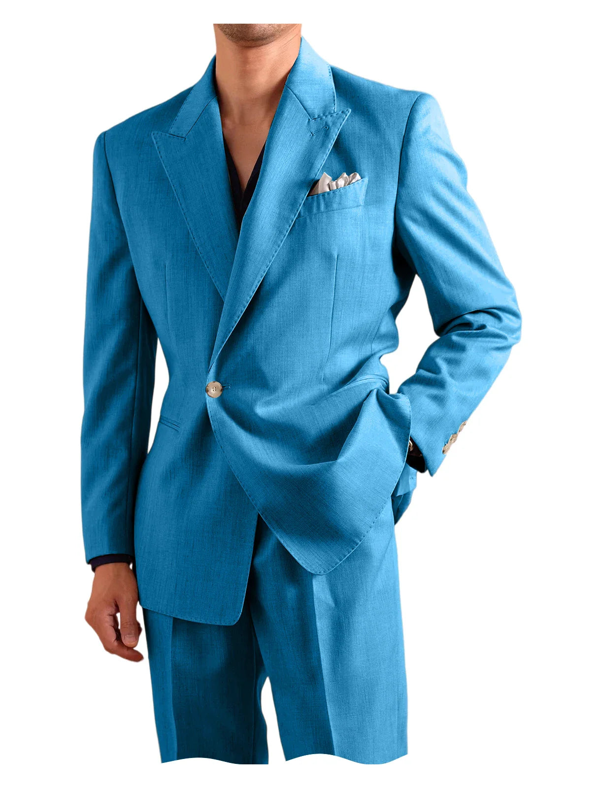 Men's 2 Piece One Button Suit Set Peak Lapel Slim Fit Blazer Long Pants Formal Wear for Wedding Party Prom Business