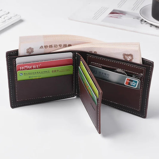 Nouveau portefeuille homme givré grande capacité, portefeuille d'affaires fin à triple pli et fermeture éclair, portefeuille en cuir souple, portefeuille court