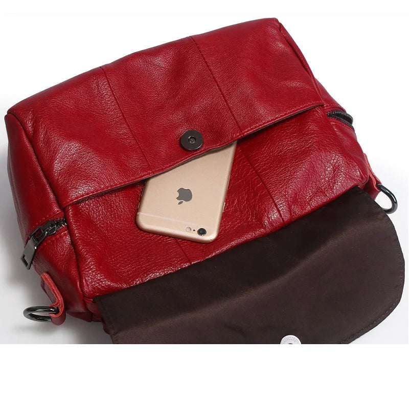 Women Natural Leather Handbags Female Bag High Quality Solid Color Zipper Shoulder Crossbody Bag Cowhide Tote Top-Handle Bags