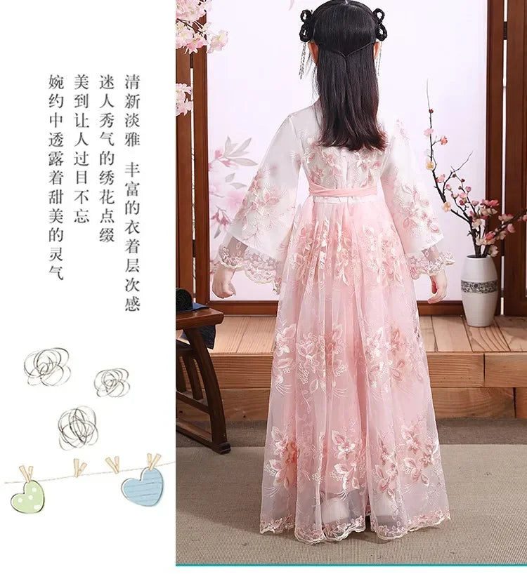 Girl Modern Hanfu Chinese Style Dress Halloween Fairy Kids Clothes Vestidos Traditional Cosplay Children Costume Girls Dresses